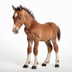 Obraz premium Photo of a horse foal, isolated on a white background, horse foal Generative AI