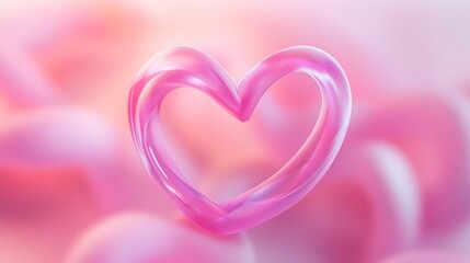 Obraz premium Abstract pink glass heart shape on blurred background.
