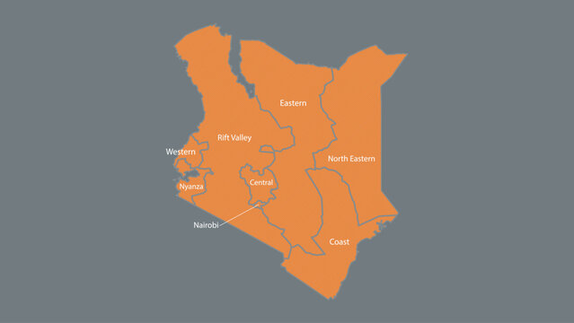 Modern Map of Kenya with Interactive Features, Flat design Kenya outline map.
