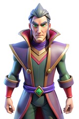Obraz premium Personaje villano de juegos de fantasía 3D aislado sobre fondo blanco, villano para escenas de juegos
