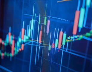 Stock market charts displayed on a screen, representing financial trading, market analysis, and investment.