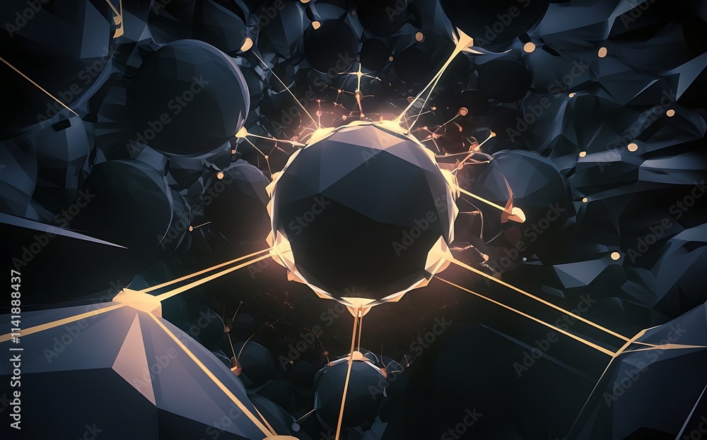 Poster abstract polygonal space low poly dark background with connecting dots and lines connection structur