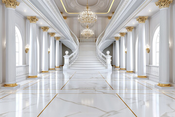 Elegant Victorian Style Entryway with Marble Floors