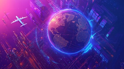 Obraz premium Global Network: A Futuristic Visualization of Technology