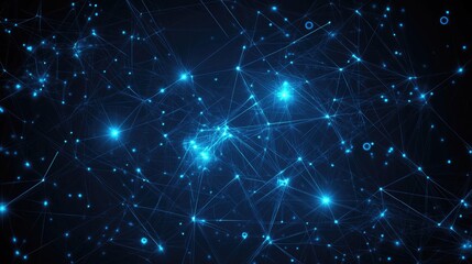 Data network and processing with glowing digital lines and scopes on a dark background, showing high-tech data analysis and connectivity
