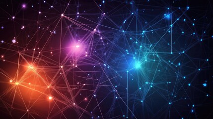 Obraz premium Data network and processing with glowing digital lines and scopes on a dark background, showing high-tech data analysis and connectivity