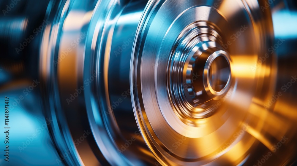 Aufkleber detailed close-up of a flywheel in motion, illustrating rotational dynamics and energy transfer in m