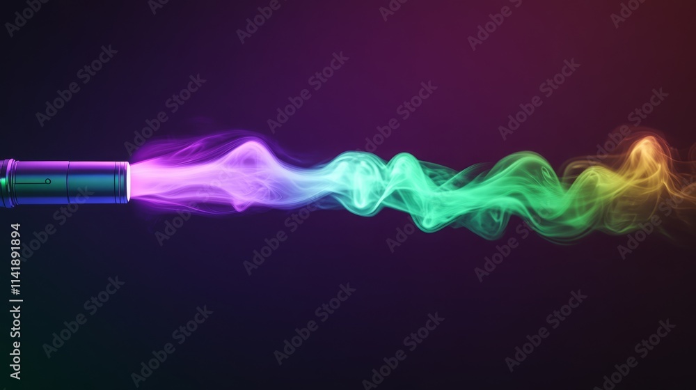 Poster colorful vortex of smoke emitting from modern device displaying rgb spectrum