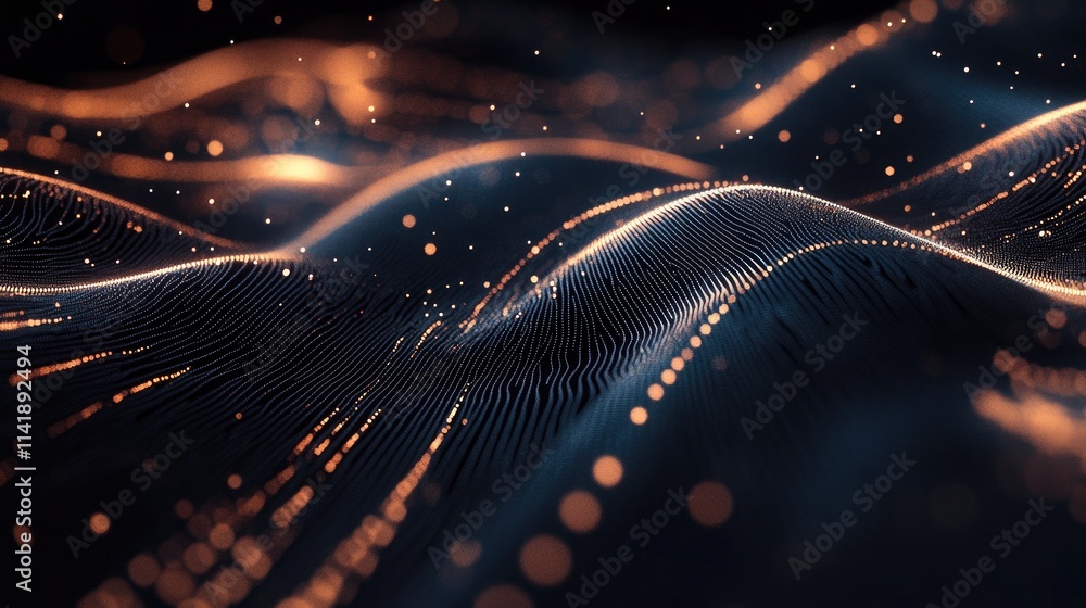 Aufkleber Digital world map with light data processing lines flowing across it, representing the seamless transfer of information in a connected world