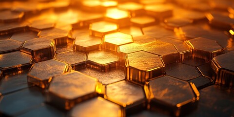 Obraz premium Abstract Hexagons Background, Generative AI