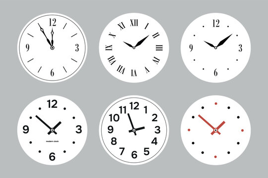 modern and vintage clock faces vector set