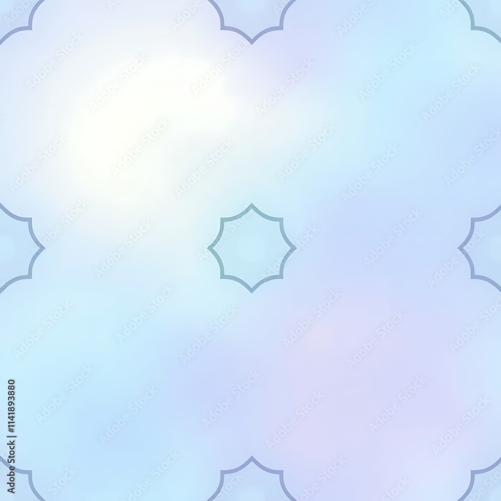 Poster soft clouds and geometric patterns: a serene abstract pattern featuring delicate geometric shapes la