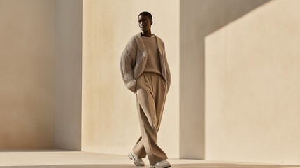 High-fashion photoshoot in pantone mocha tones.