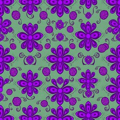 Fototapeta premium Purple Floral Textile Design 