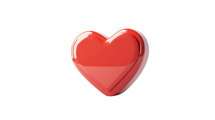 3D Rendered Glossy Red Heart Icon on a Transparent Background Ideal for Valentine’s Day or Romantic Themes in Digital Graphics and Marketing Concepts