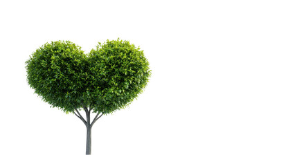 Heart-Shaped Green Tree Symbolizing Love, Nature, and Environmental Awareness in a Bright, Clear Background Perfect for Romantic or Eco-friendly Themes