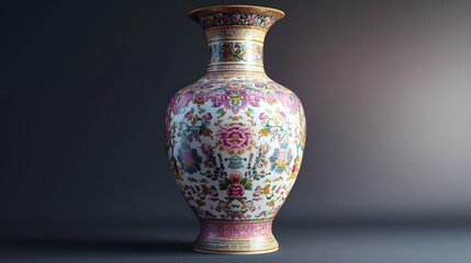 Intricately crafted traditional oriental vase with hand-painted motifs on an isolated background, representing timeless elegance