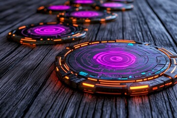 A tech startup flyer with futuristic designs, gradient backgrounds, and sleek, modern typography