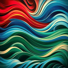 Vibrant color pattern with red blue and green waves on abstract background
