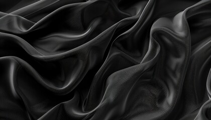 Fototapeta premium Abstract Draped Black Fabric Texture Background