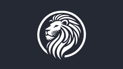 lion head silhouette logo in flat style