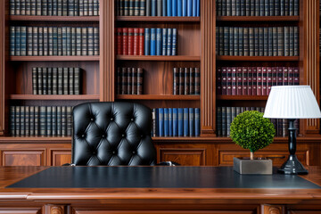 Elegant Victorian-Inspired Study with Dark Wood Desk
