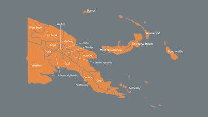 Modern Map of Papua New Guinea with Interactive Features, Flat design Papua New Guinea outline map.