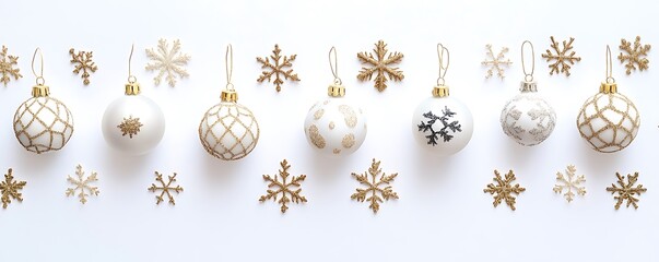 Fototapeta premium Snowflakes And Christmas Tree Ornaments In Blue Glow 