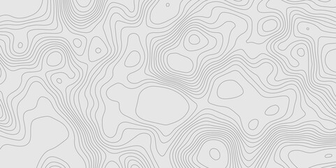 Topographic terrain map patterns vintage outdoors style abstract wavy line grey background, contour line style mountain relief cartography stylized height of the lines map geographic background.