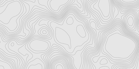 Topographic terrain map patterns vintage outdoors style abstract wavy line grey background, contour line style mountain relief cartography stylized height of the lines map geographic background.