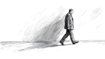 sketch, hand drawn, walking, drawing, vector, boy, 