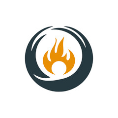 letter O with fire creative agency business company logo vector illustration template design
