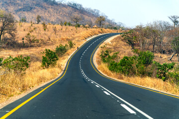 road in the rural area of Zambia, Africa