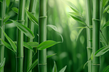 Obraz premium Serene Bamboo Forest with Sunlight Streaming Through