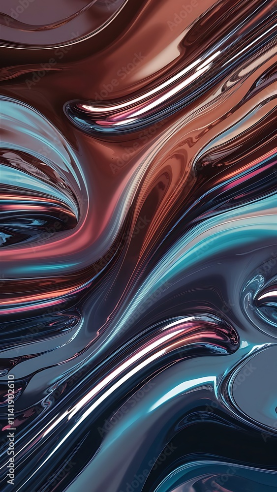 Aufkleber motion concept neon shiny lines on liquid color gradients abstract backgrounds dynamic shadows and l