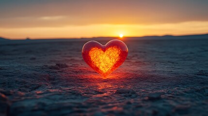 Fototapeta premium Fiery Heart at Sunset Desert Landscape