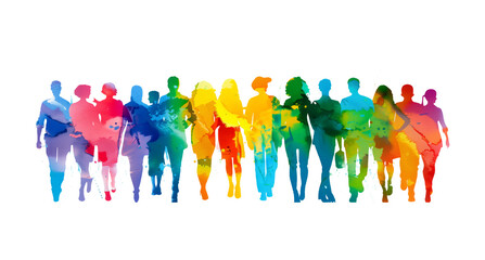 Obraz premium Abstract colourful silhouettes of people isolated on white background.