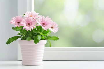 Cluster of Echinacea Flowers in a Ceramic Pot