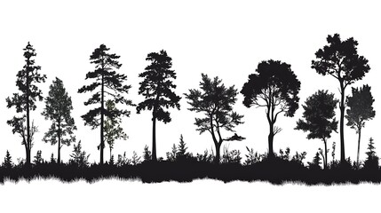 Black and white snowy forest