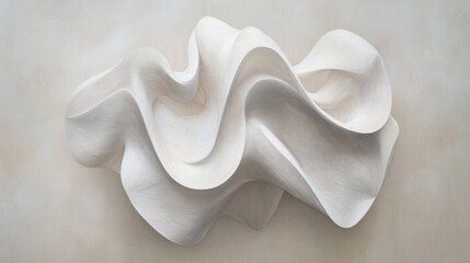 Abstract White Sculpture with Swirling Lines