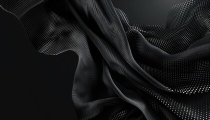 Naklejka premium Abstract Black Fabric With Silver Dotted Pattern