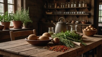 Fototapeta premium still life with herbs and spices
