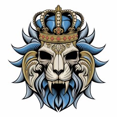Fototapeta premium Lion Skull Crown Majestic Regal Design Artwork