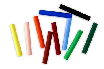 Set of colorful oil pastels on white background.Oil pastels color in box isolated on white background. Crayons. PNG file. transparent background
