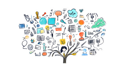 ethics in everyday life, application of moral principles and values to our daily activities and decisions, sketch mind map infographics isolated on white background, 