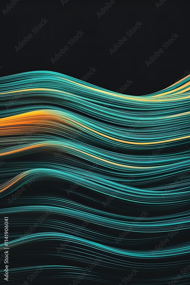 Aufkleber colorful abstract wave lines running horizontally on dark background digital world ai generated imag