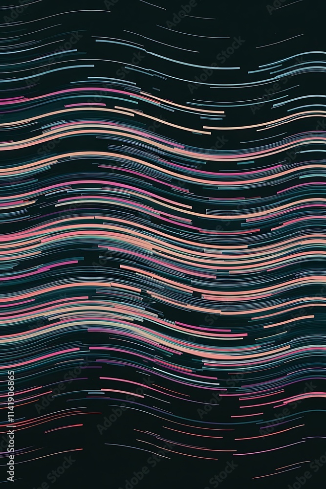 Poster colorful abstract wave lines running horizontally on dark background digital world ai generated imag