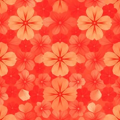 Fototapeta premium Coral Flowers Seamless Pattern 