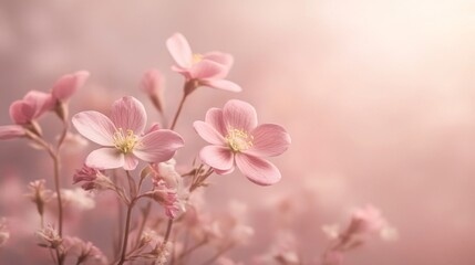 Obraz premium Delicate Pink Flowers Blossom in Soft Light