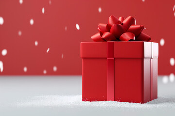 Elegant Red Gift Box with Luxurious Ribbon for Christmas